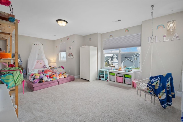 recreation room featuring carpet flooring