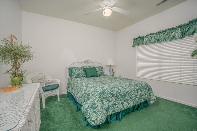 bedroom with carpet and ceiling fan