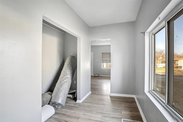 hall featuring light wood-type flooring