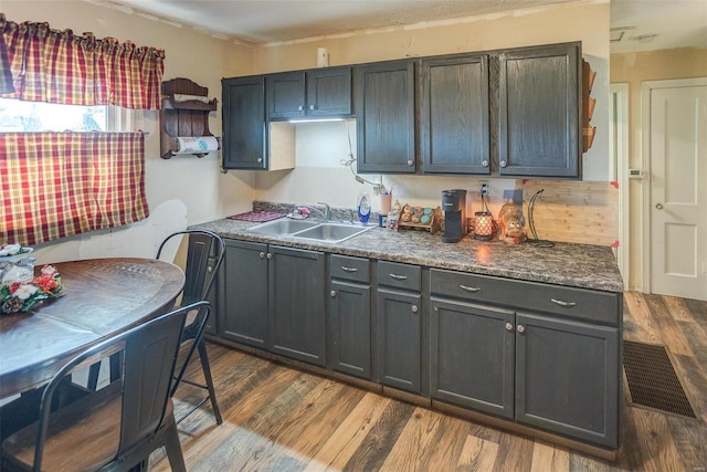 kitchen with dark hardwood / wood-style flooring and sink