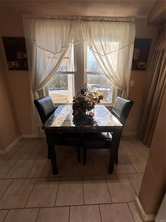 dining space featuring a wealth of natural light and tile patterned flooring