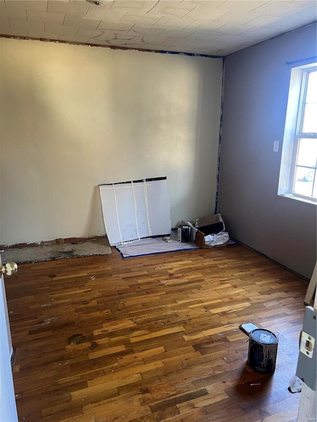 spare room with hardwood / wood-style floors