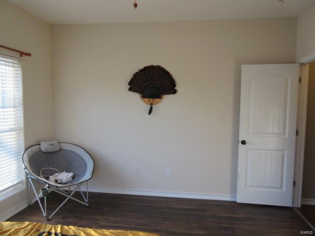 unfurnished room featuring dark wood-type flooring