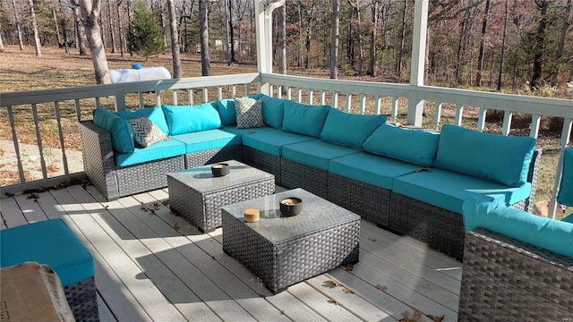 deck featuring an outdoor living space