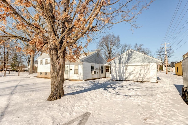 view of snow covered property