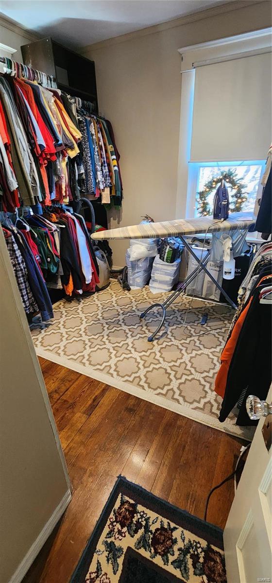 walk in closet featuring hardwood / wood-style flooring