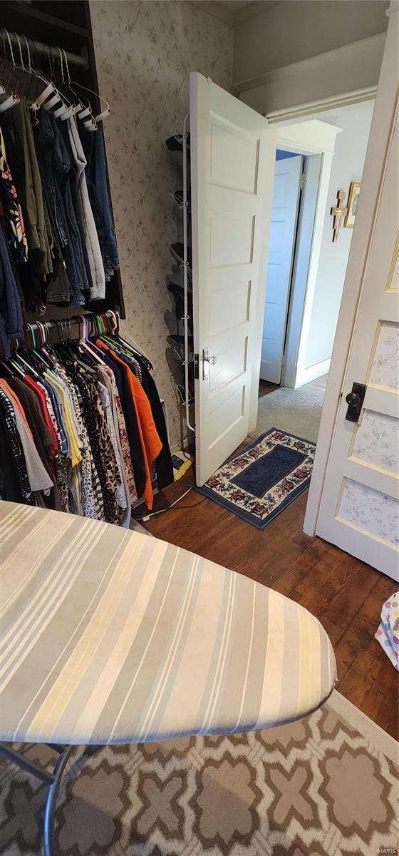 spacious closet featuring dark wood-type flooring