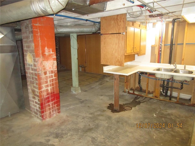 basement with sink