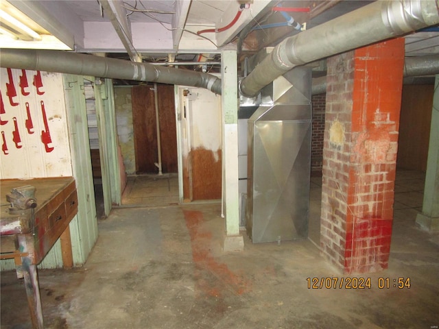 basement with heating unit