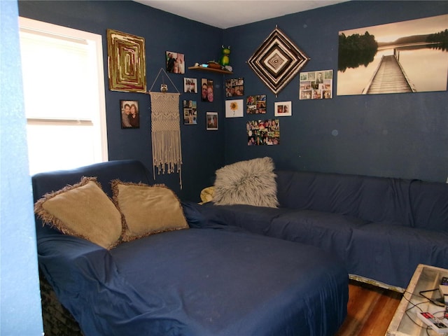 bedroom with hardwood / wood-style floors