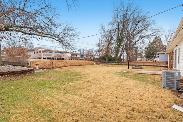 view of yard featuring central AC