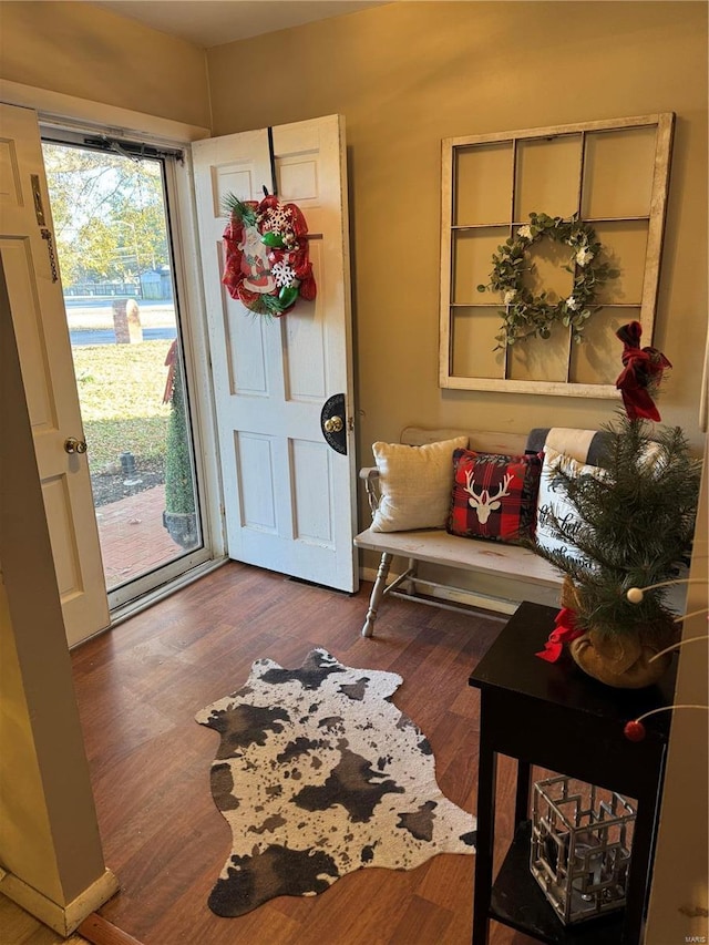 interior space with hardwood / wood-style flooring