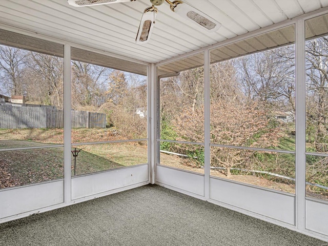 view of unfurnished sunroom