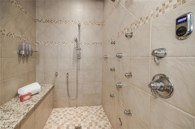 bathroom with tiled shower