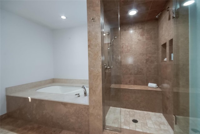 bathroom with plus walk in shower