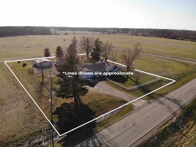 drone / aerial view featuring a rural view