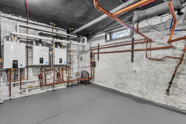 utility room featuring water heater