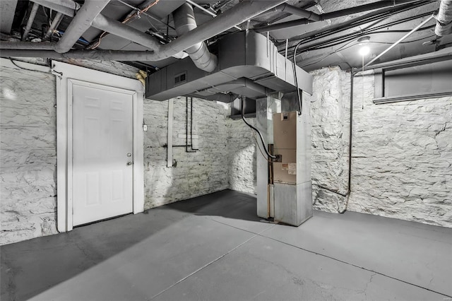 basement with heating unit