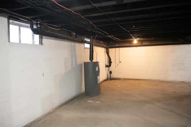 basement with water heater