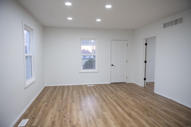 empty room featuring light wood-type flooring