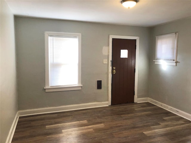 entrance foyer featuring dark hardwood / wood-style floors