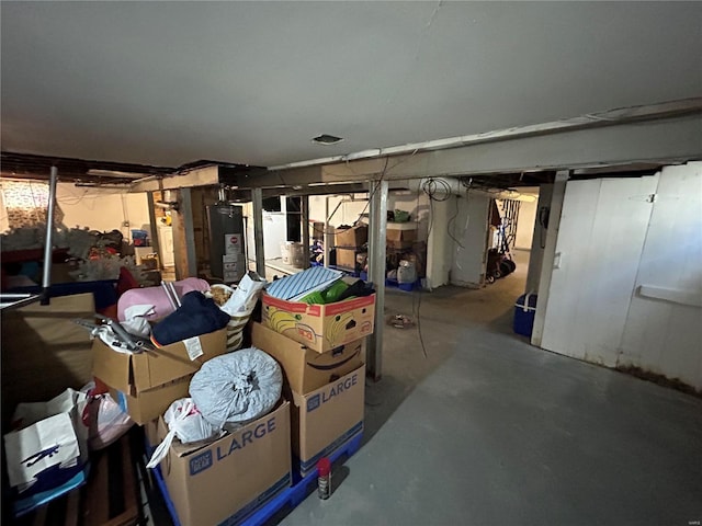 basement featuring water heater