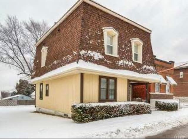 view of snow covered exterior