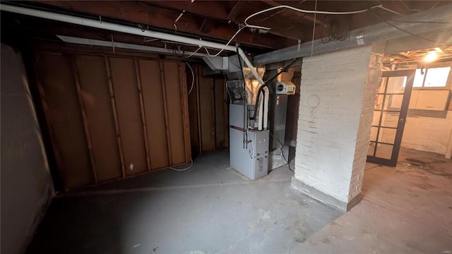 basement with heating unit