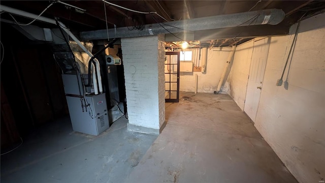 basement with heating unit