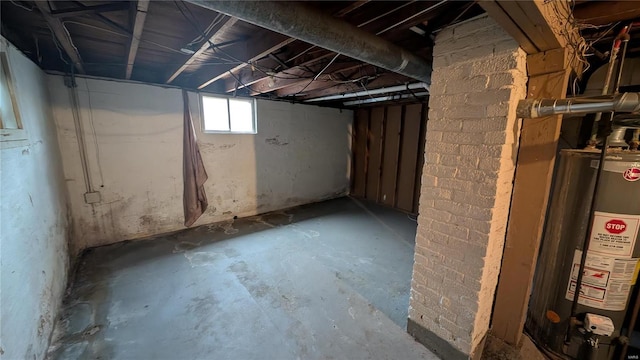 basement featuring gas water heater