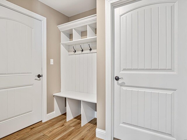 mudroom featuring light hardwood / wood-style flooring