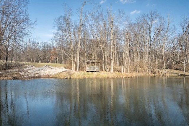 water view featuring a gazebo