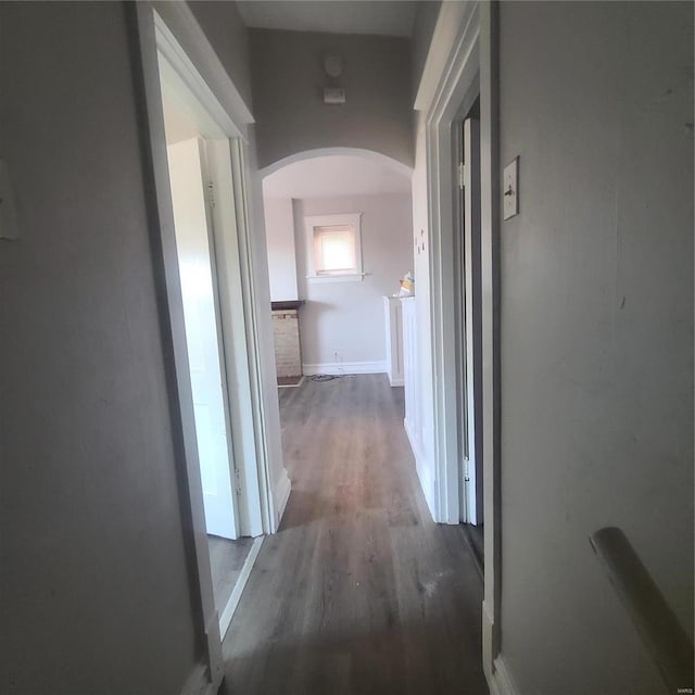 hall featuring dark hardwood / wood-style flooring