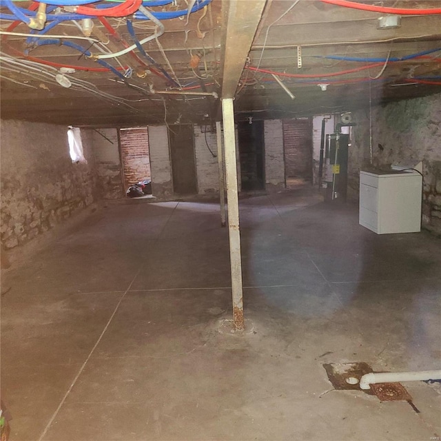 basement with water heater