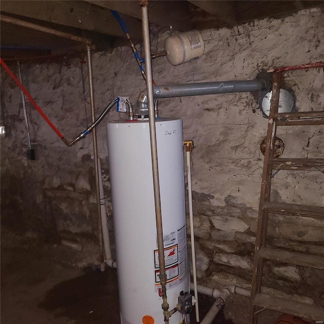 utility room with water heater