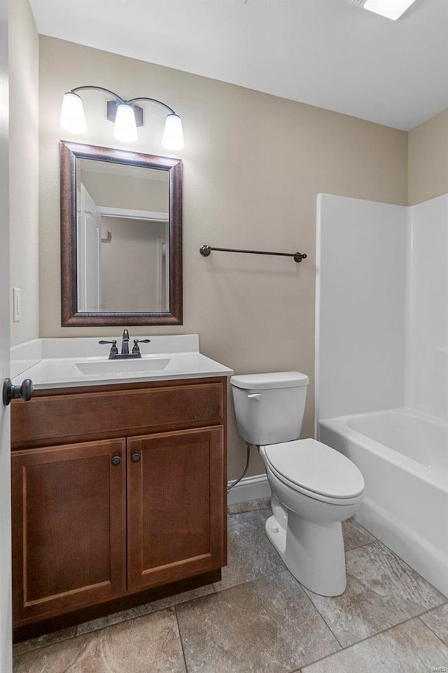 full bathroom with vanity, toilet, and shower / tub combination