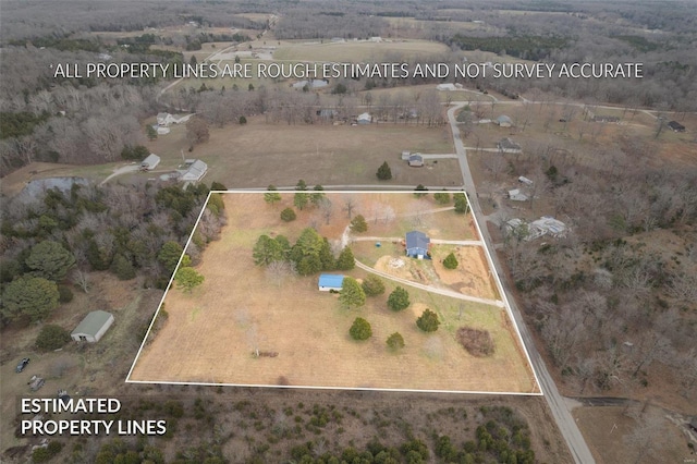 drone / aerial view with a rural view