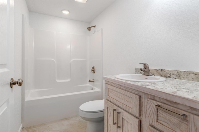 full bathroom with vanity, toilet, and tub / shower combination