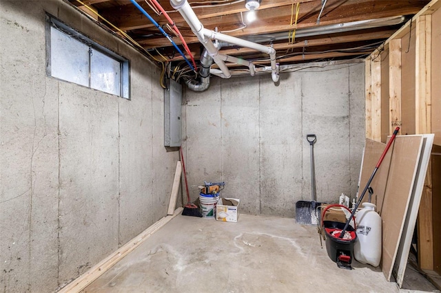 basement with electric panel