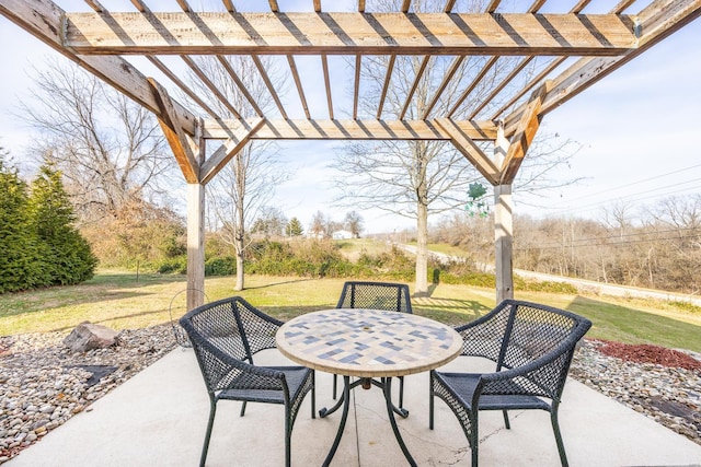 view of patio featuring a pergola