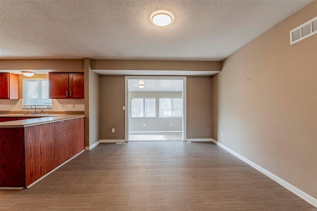 kitchen with sink and a textured ceiling