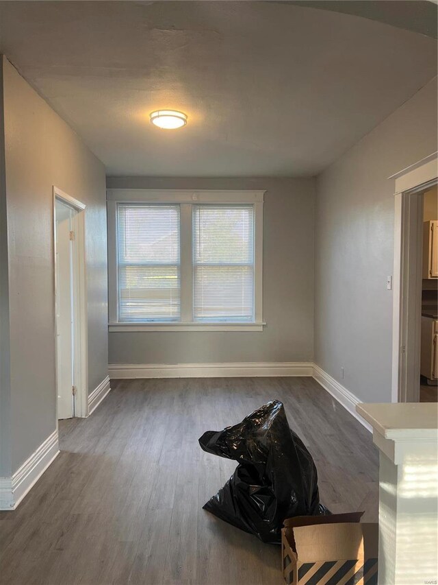 interior space with dark wood-type flooring