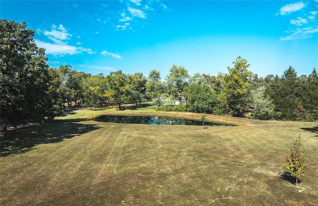 view of yard with a water view