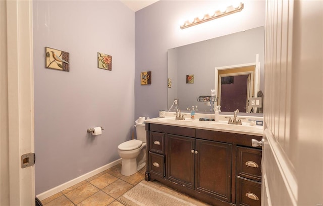 bathroom with tile patterned floors, vanity, and toilet