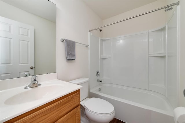 full bathroom with vanity, toilet, and shower / bathing tub combination