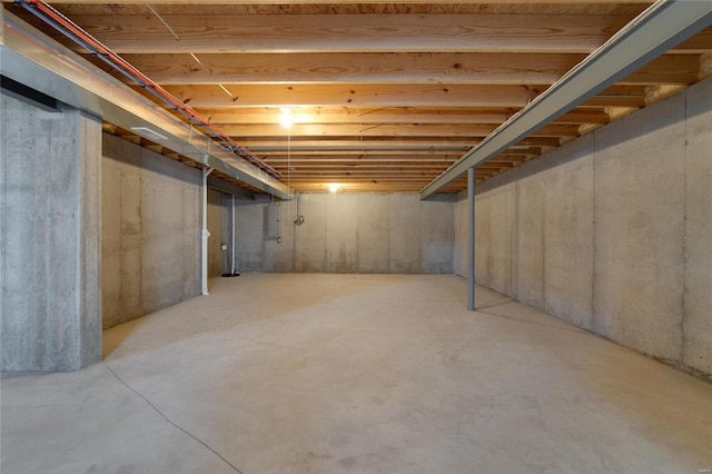 basement with electric panel