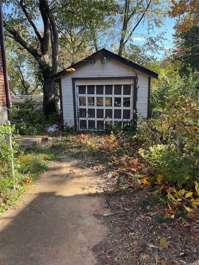 exterior space with a garage