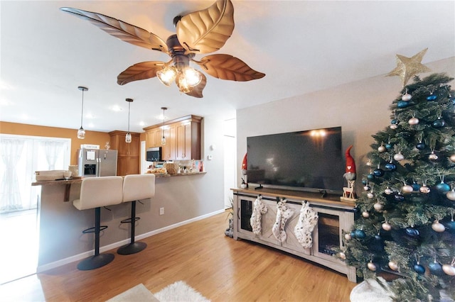 living room featuring light hardwood / wood-style flooring