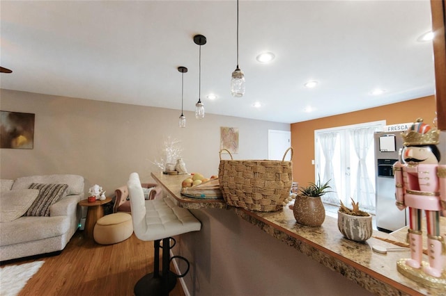 living room with hardwood / wood-style floors