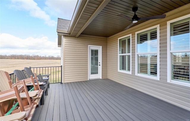 deck featuring a ceiling fan